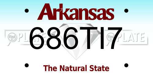 686TI7 Arkansas License Plate