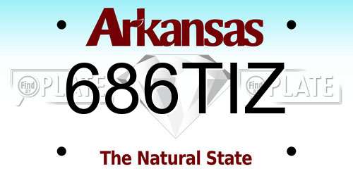 686TIZ Arkansas License Plate