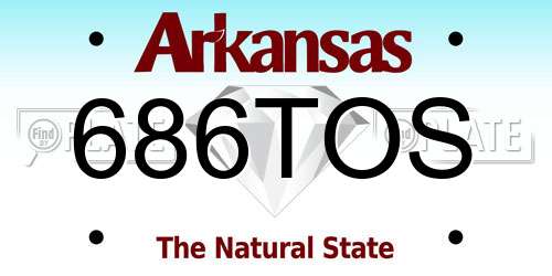 686TOS Arkansas License Plate
