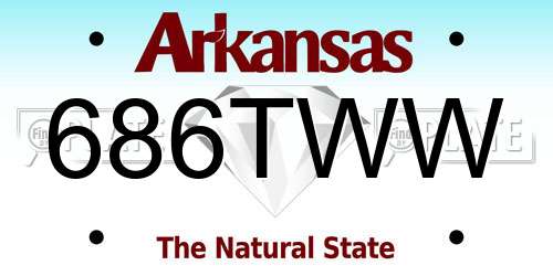 686TWW Arkansas License Plate