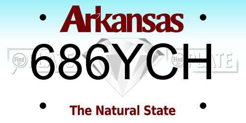 686YCH Arkansas License Plate