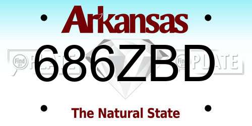 686ZBD Arkansas License Plate