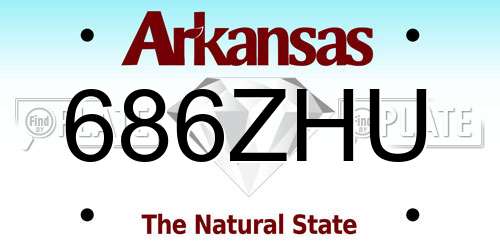 686ZHU Arkansas License Plate