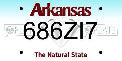 686ZI7 Arkansas License Plate