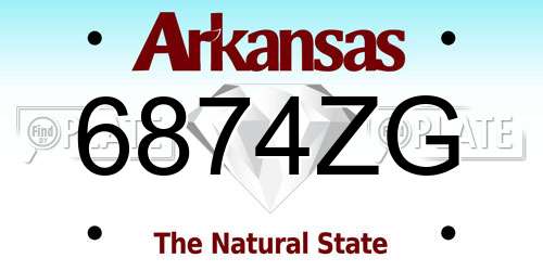 6874ZG Arkansas License Plate
