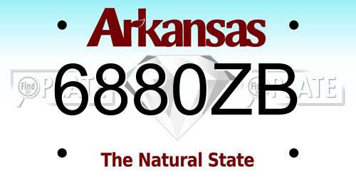 6880ZB Arkansas License Plate