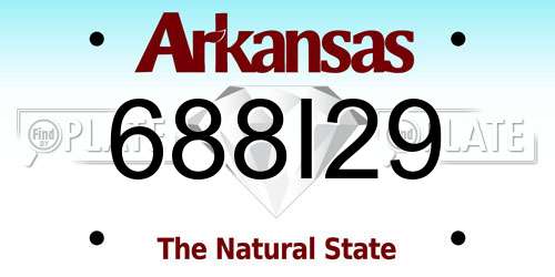 688I29 Arkansas License Plate