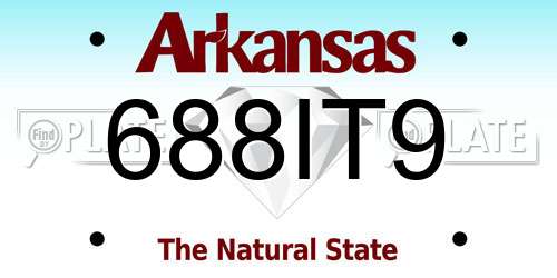 688IT9 Arkansas License Plate