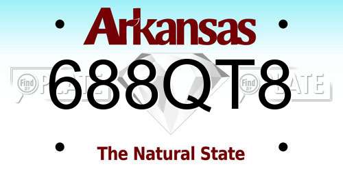 688QT8 Arkansas License Plate