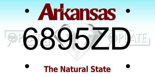 6895ZD Arkansas License Plate