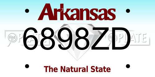6898ZD Arkansas License Plate