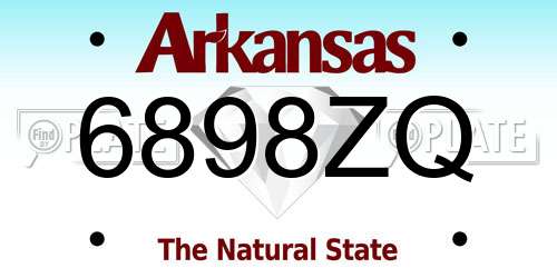6898ZQ Arkansas License Plate