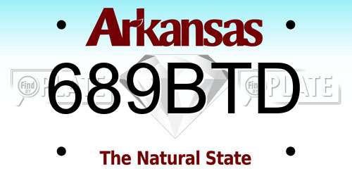 689BTD Arkansas License Plate