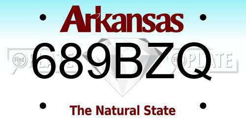 689BZQ Arkansas License Plate