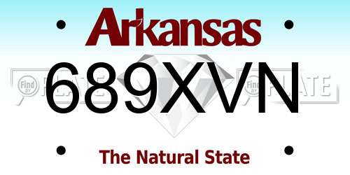 689XVN Arkansas License Plate