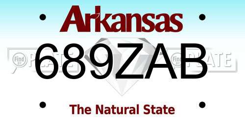 689ZAB Arkansas License Plate