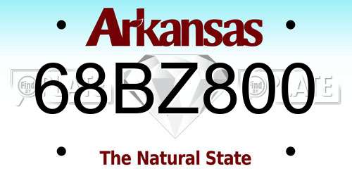 68BZ800 Arkansas License Plate