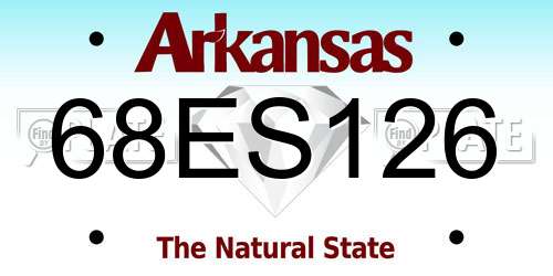 68ES126 Arkansas License Plate
