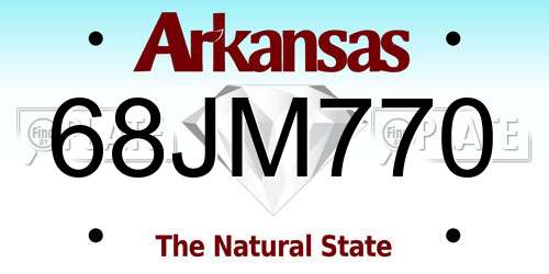 68JM770 Arkansas License Plate