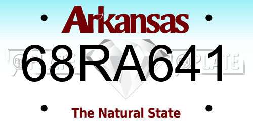 68RA641 Arkansas License Plate