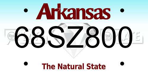 68SZ800 Arkansas License Plate