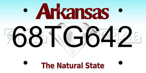 68TG642 Arkansas License Plate