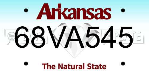 68VA545 Arkansas License Plate