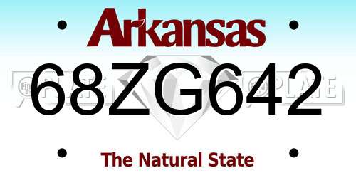 68ZG642 Arkansas License Plate