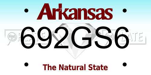 692GS6 Arkansas License Plate