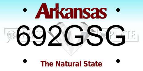 692GSG Arkansas License Plate