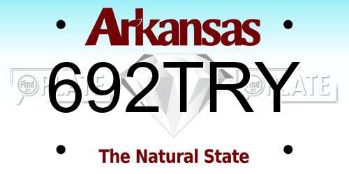 692TRY Arkansas License Plate