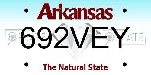 692VEY Arkansas License Plate