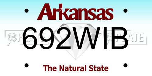 692WIB Arkansas License Plate