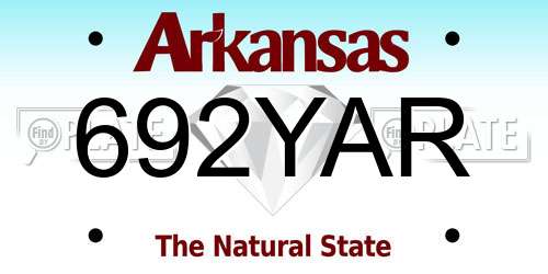 692YAR Arkansas License Plate