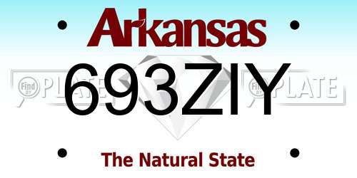 693ZIY Arkansas License Plate