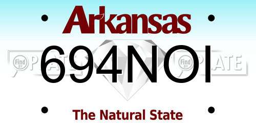 694NOI Arkansas License Plate
