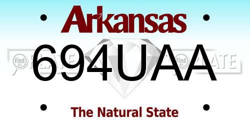 694UAA Arkansas License Plate