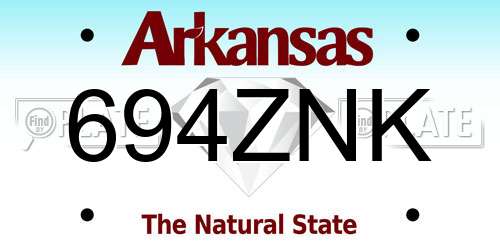 694ZNK Arkansas License Plate