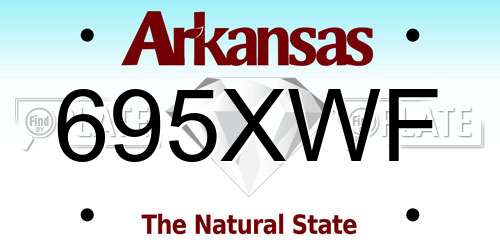 695XWF Arkansas License Plate