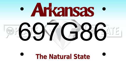 697G86 Arkansas License Plate