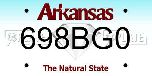 698BG0 Arkansas License Plate