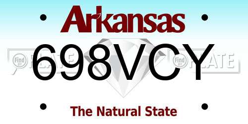 698VCY Arkansas License Plate