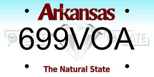 699VOA Arkansas License Plate