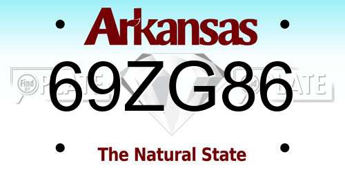 69ZG86 Arkansas License Plate