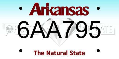 6AA795 Arkansas License Plate