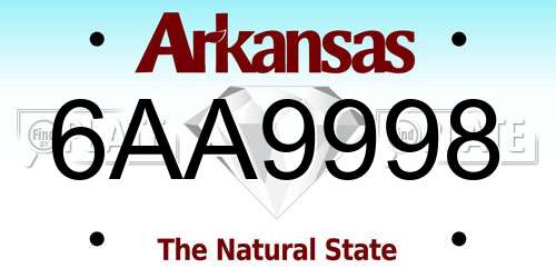 6AA9998 Arkansas License Plate