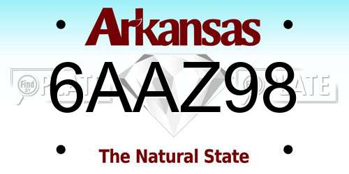 6AAZ98 Arkansas License Plate