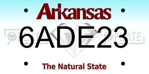 6ADE23 Arkansas License Plate