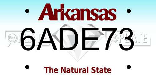 6ADE73 Arkansas License Plate