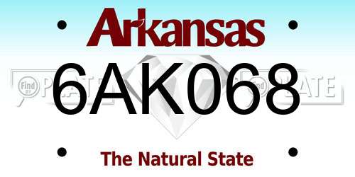 6AK068 Arkansas License Plate